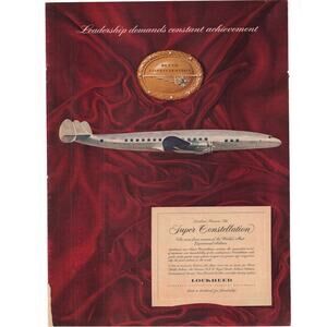 Lockheed Super Constellation Magazine Advertisement Vintage Airplane Airliner